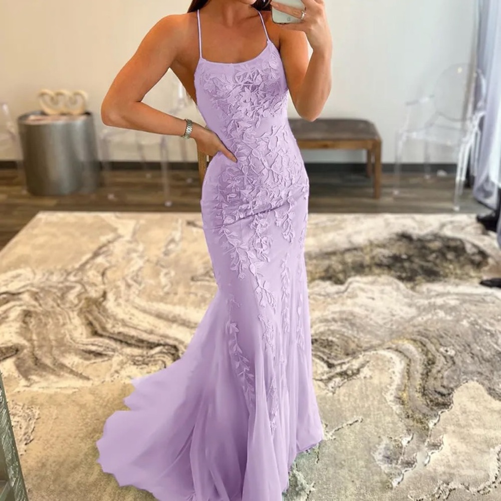 Lilac lace prom dress!